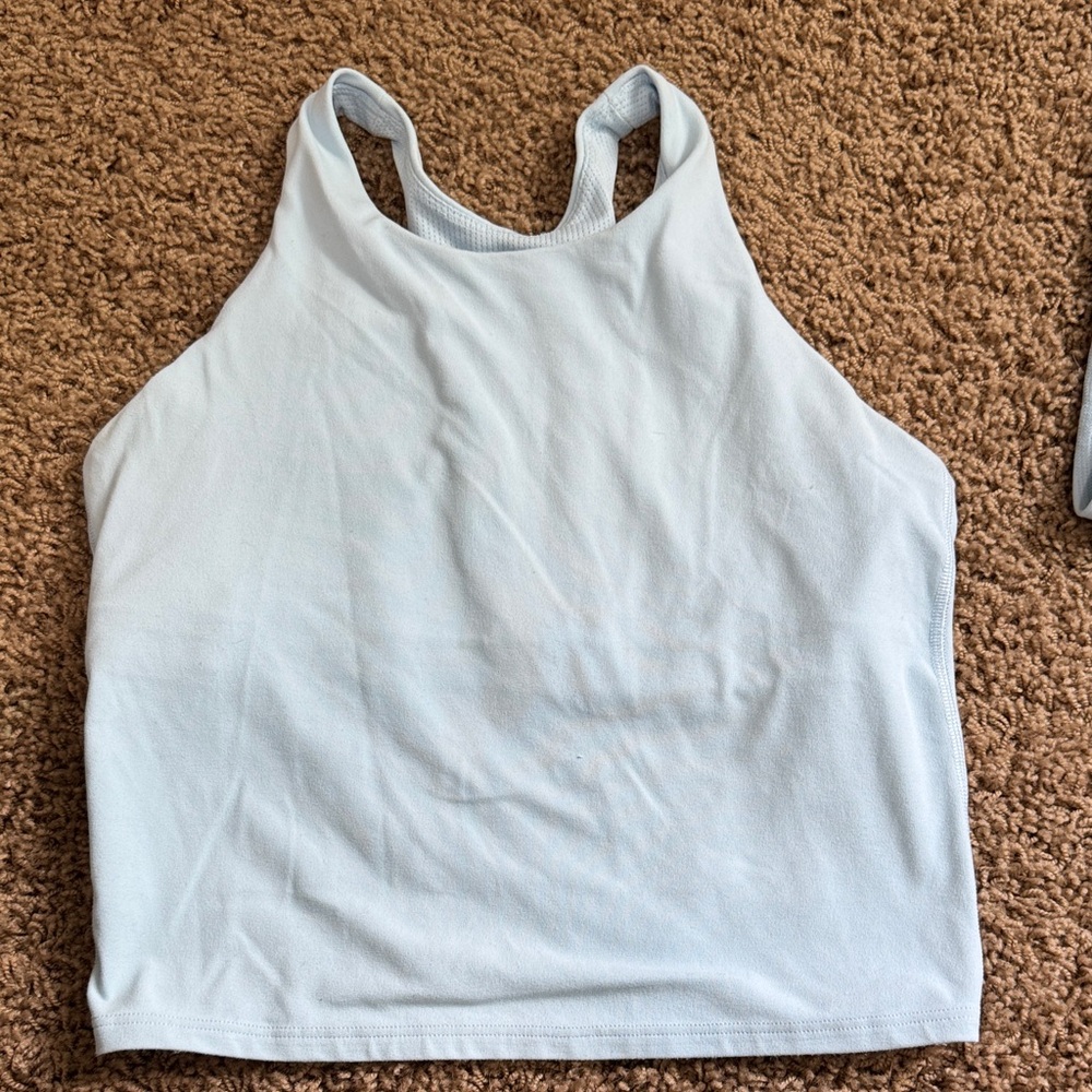 Athleta girls light blue long line sports bra/racerback top